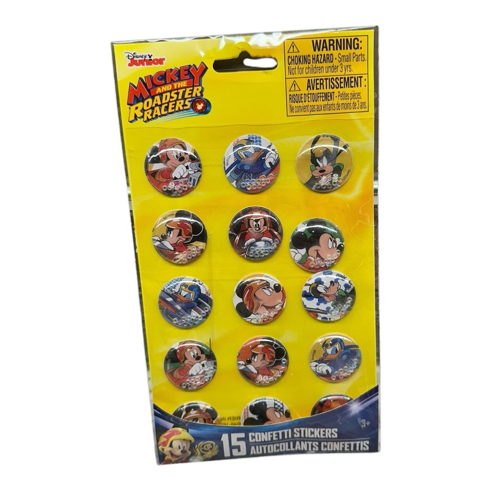 DISNEY JR MICKEY MOUSE ROADSTER RACERS Confetti Stickers 15 Pcs NIP